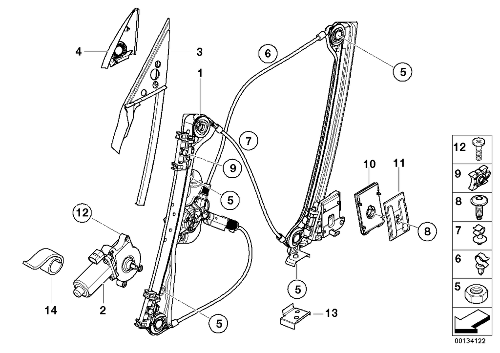 BMW e92 e93 Window Regulator Slider Clips Lifting Mechanism
