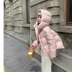 Short Parkas Women Streetwear Cropped Down Coat Korean Sweet Puffer Jacket