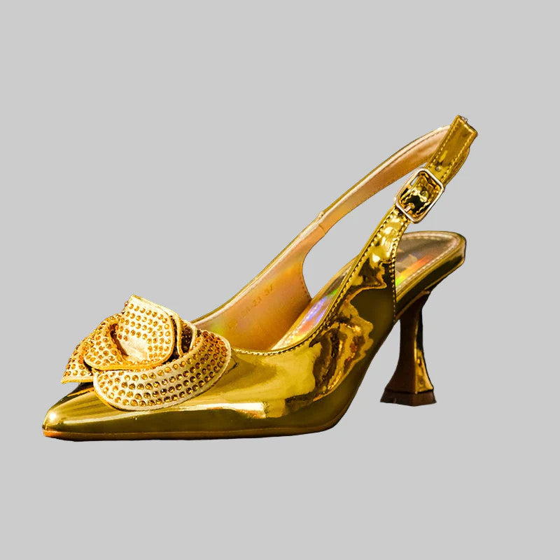 Elegant Shoe and Bag Bright Banquet African Women's tie Pointed Toe High Heels