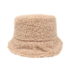 Women Girls Faux Fur Bucket Hat Plush Warm Fisherman Hat Outdoor Windproof