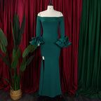 Elegant Sexy Side Slit Long Dress For Women Independent Stand Trade Clothing