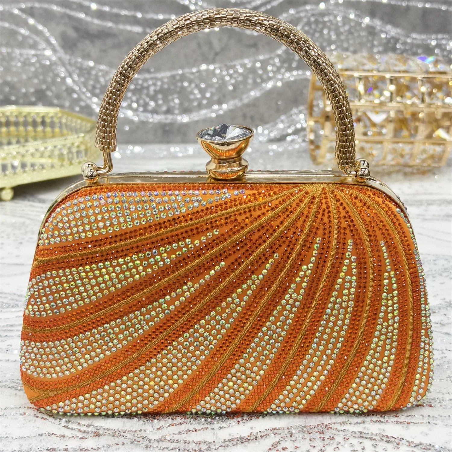 Women's Italian Diamond Studded Shoes and Bag Matching Set