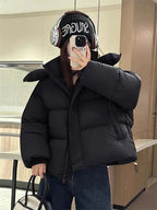 Short Parkas Women Streetwear Cropped Down Coat Korean Sweet Puffer Jacket