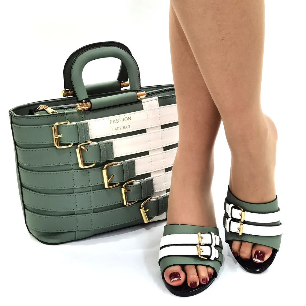 Latest Design Nigerian Women Shoes and Bag Set Plus Size Women Shoes 43 Ladies