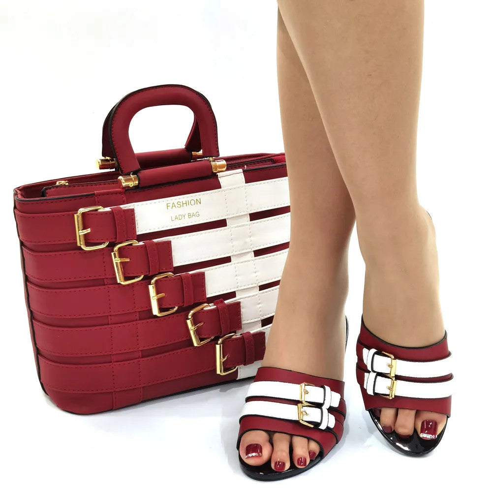 Latest Design Nigerian Women Shoes and Bag Set Plus Size Women Shoes 43 Ladies