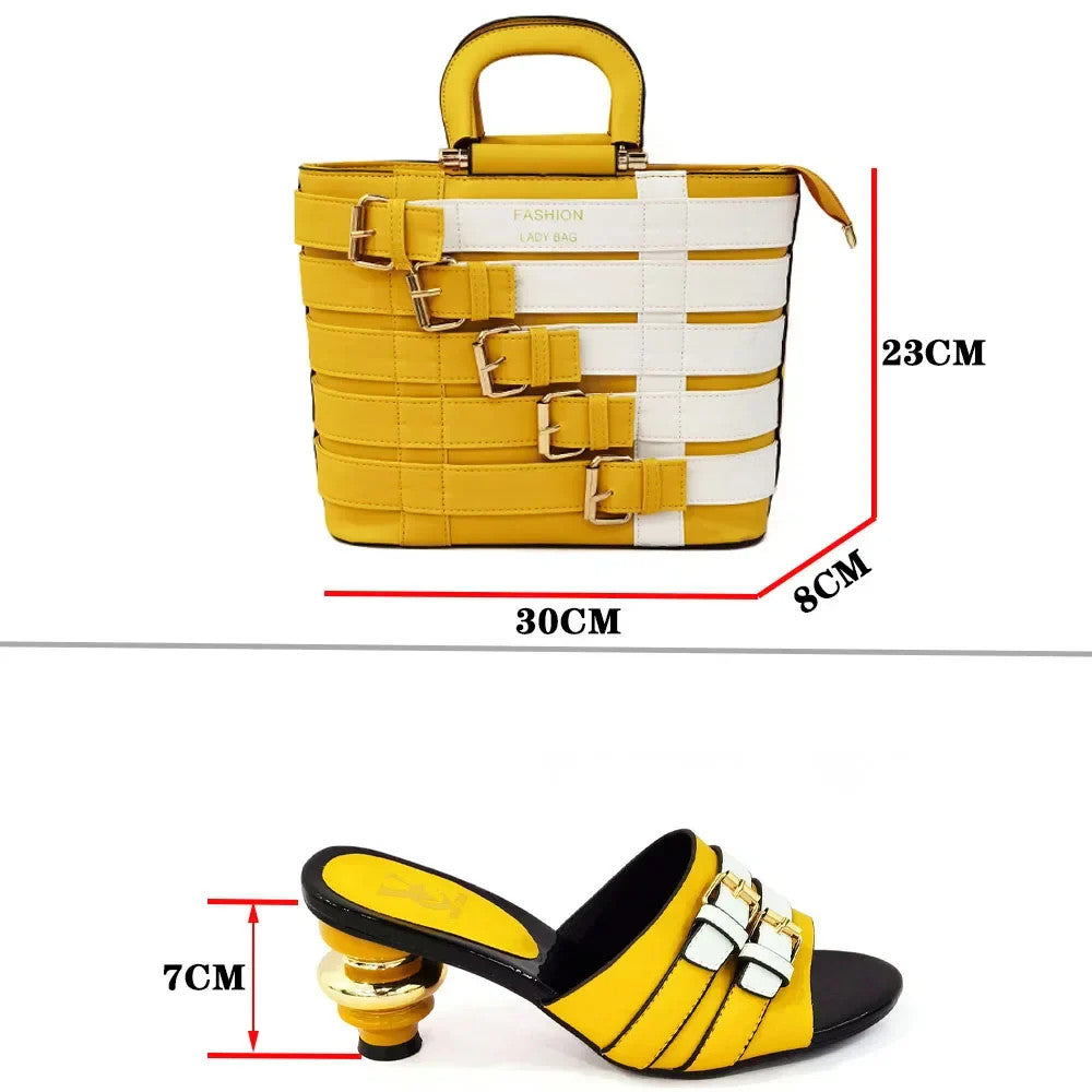 Latest Design Nigerian Women Shoes and Bag Set Plus Size Women Shoes 43 Ladies