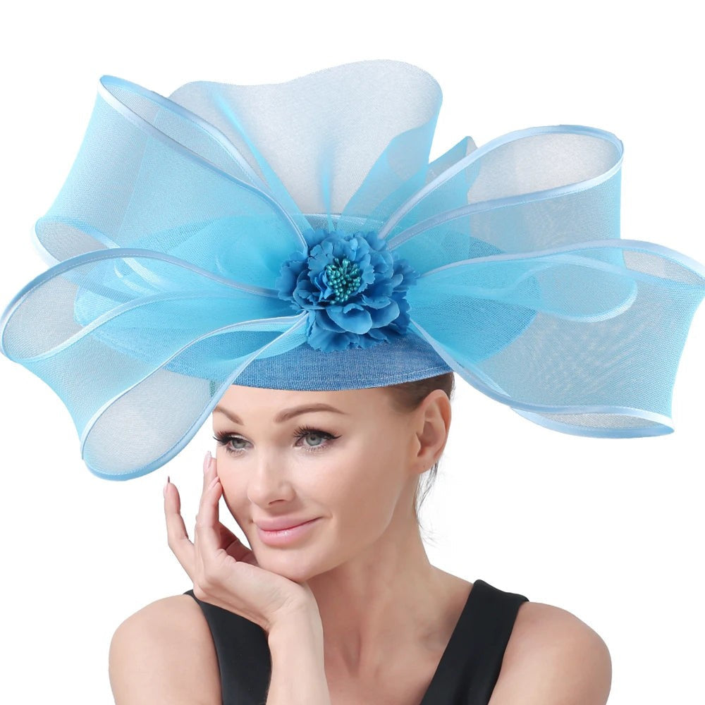 Elegant Wedding Big Size Fascinator Hat Women Flower Multimodal Hair Top Clips