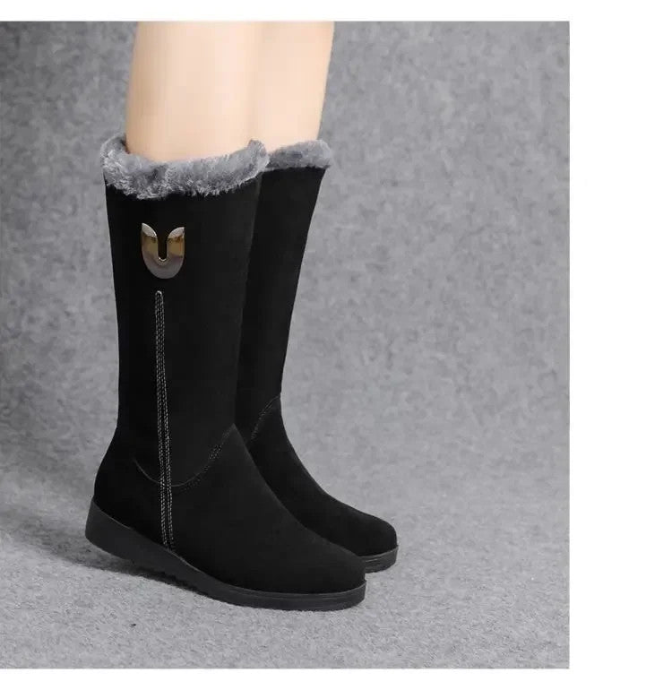 Warm Chelsea High Fur Boots Women 2025 Winter Shoes for Women Chunky Mid-calf