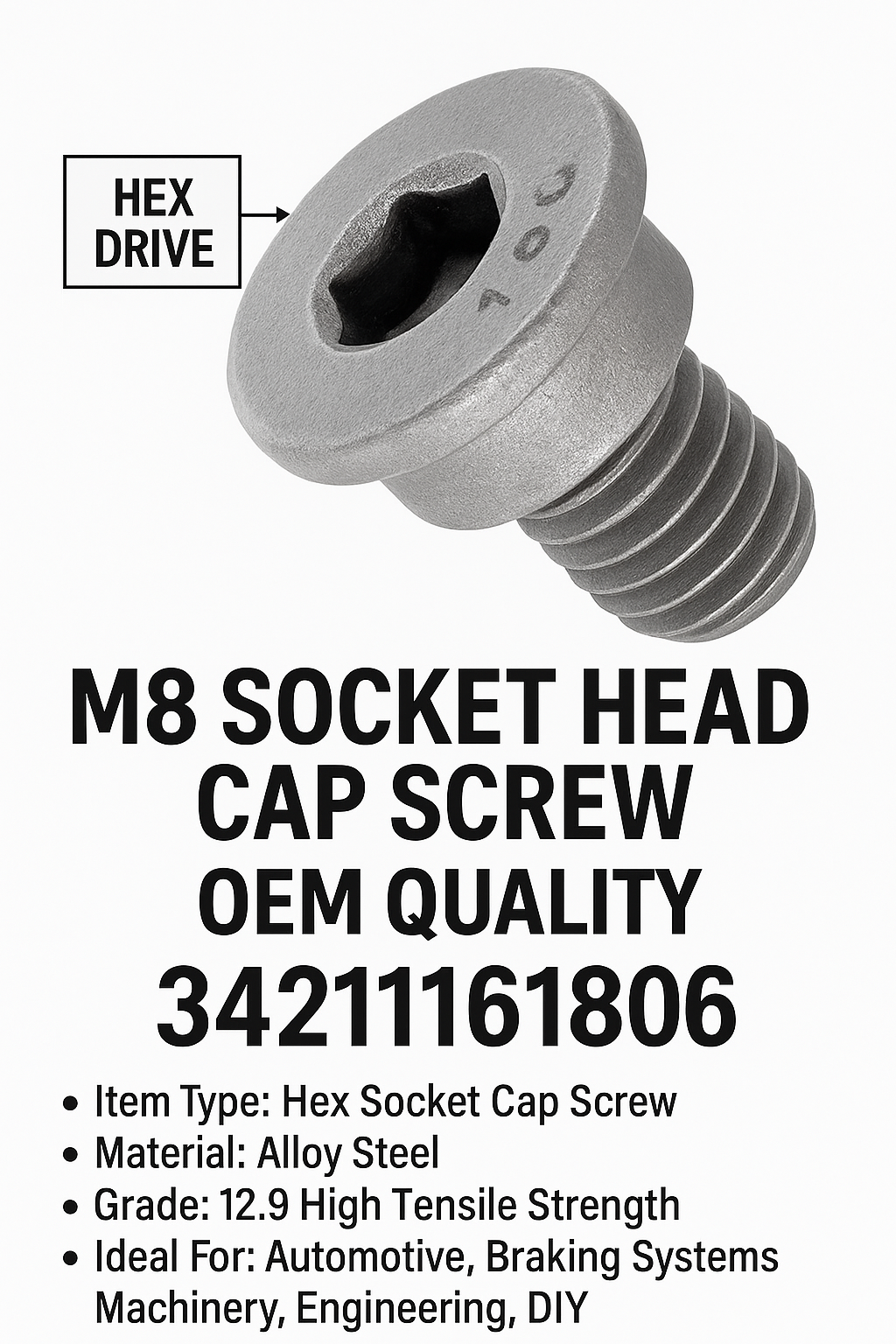 BMW Brake Disc Securing Hex Bolt Screw Fastener Fits 1 2 3 4 5 6 7  Series X3 X5