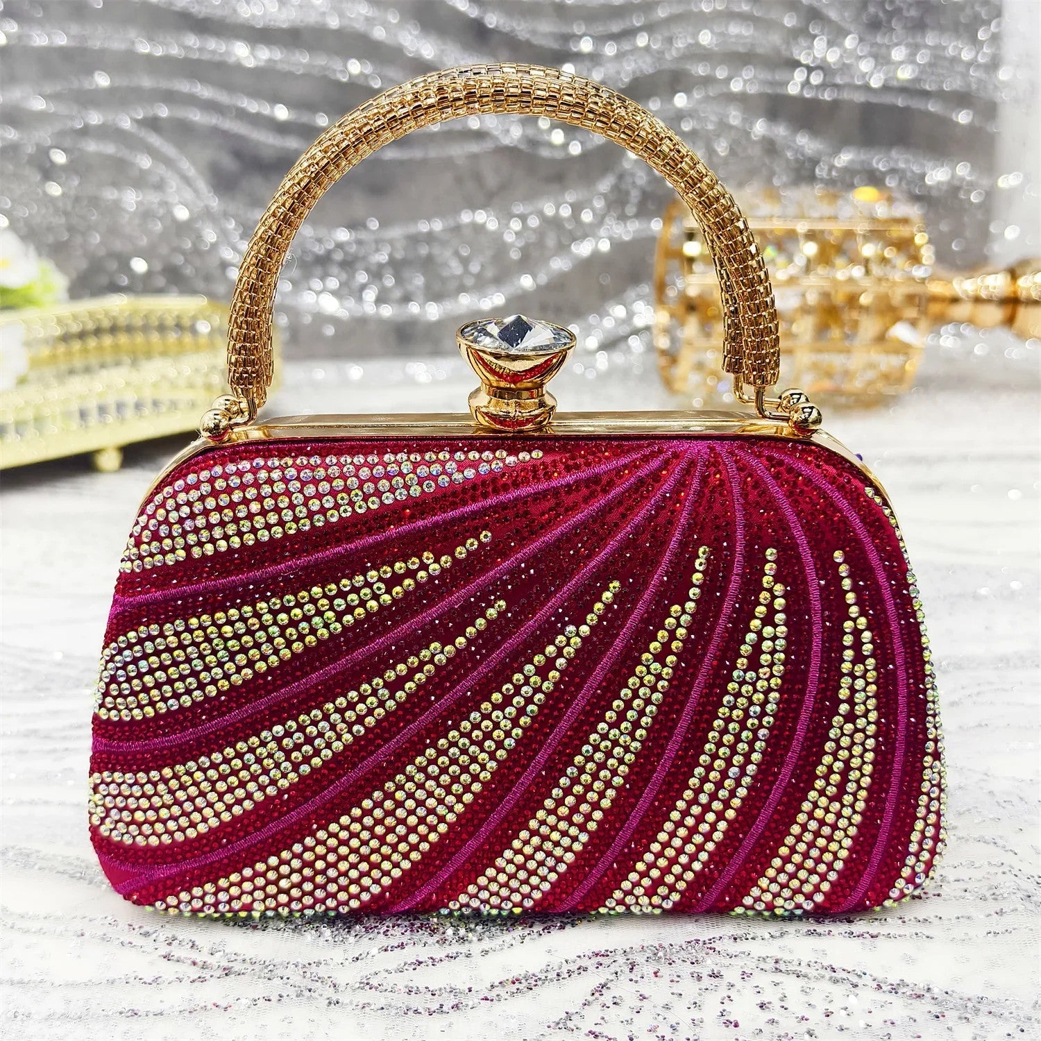 Women's Italian Diamond Studded Shoes and Bag Matching Set