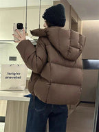 Short Parkas Women Streetwear Cropped Down Coat Korean Sweet Puffer Jacket