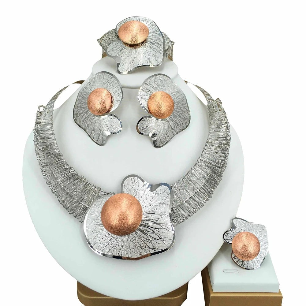 Fashion Dubai Gold-Plated Jewelry Set Simple Style African Necklace All Copper