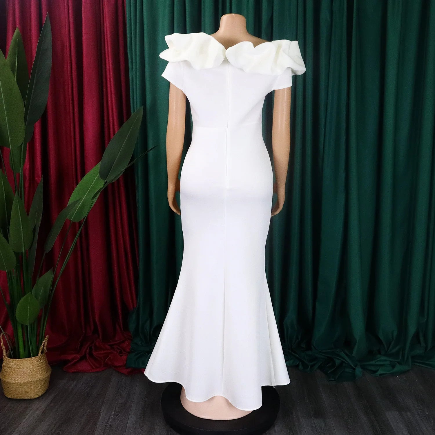 Elegant Women Long Evening Dresses Ruched Off Shoulder Slim Bodycon Mermiad