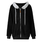 Women's Winter Fashionable Hooded Fleece Solid Color Jacket