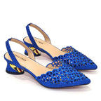 Women's Hollowed Out Embroidery Rhinestone Italian Design Shoes and Bags Set