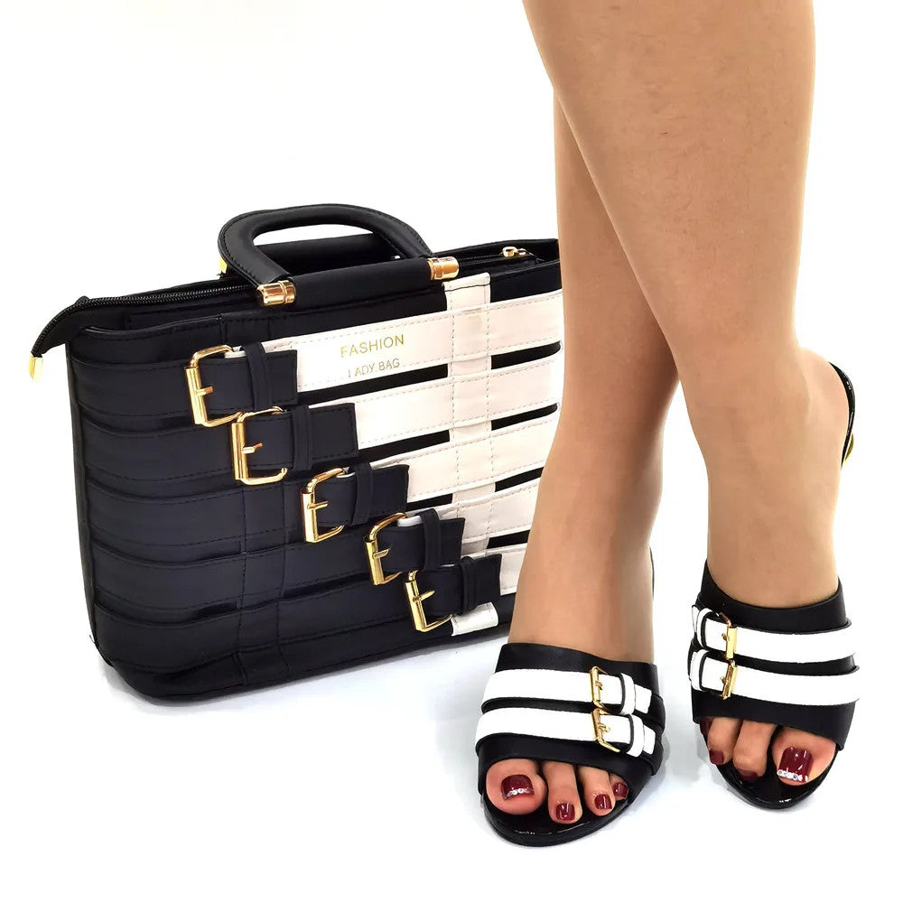 Latest Design Nigerian Women Shoes and Bag Set Plus Size Women Shoes 43 Ladies