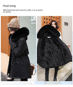 Women's Long Fashionable Hooded Winter Fur Collar Jacket