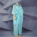 African Modern design blue mesh embroidered deep V-neck plus size skirt with