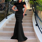 Elegant Women Long Evening Dresses Ruched Off Shoulder Slim Bodycon Mermiad