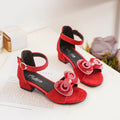 Girls' Sandals Summer New High Heel Soft-soled Princess Shoes Fashion Bow Roman