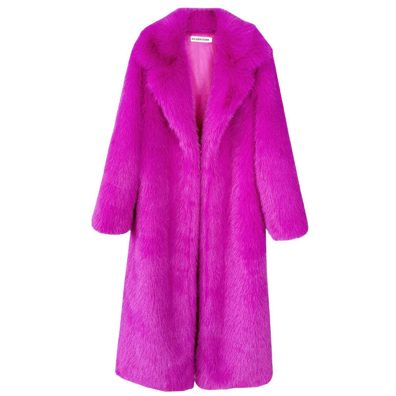 Women's Fashionable Long Fur Coat for Winter
