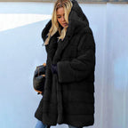 Women's Faux Fur Over Size Windbreaker Hooded Jackets