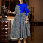 Elegant Rich Dashiki Traditional African Gowns for Women 3/4 Sleeve for Party