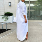 Women Shirt Windproof Shirt Dress Versatile Hem Stylish Autumn Winter Solid