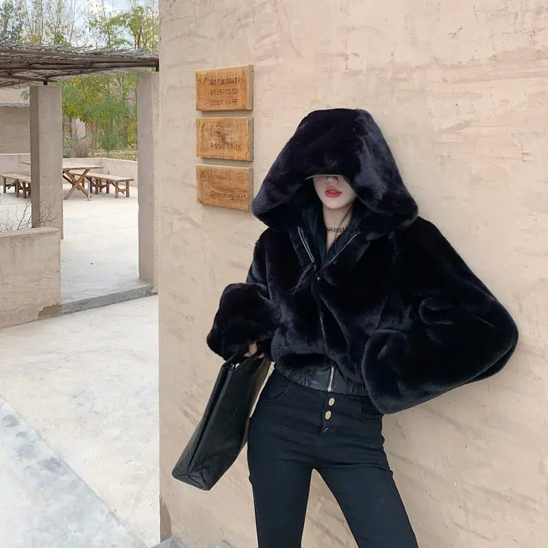 Women's Winter Fabulous Fluffy Hooded Fur Jacket