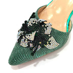 FASHION SHOE Sandals Women 2022 High Heels sexy Green Color Rhinestone Flowers