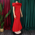 Elegant Women Long Evening Dresses Ruched Off Shoulder Slim Bodycon Mermiad