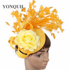 Yellow Fashion Hat Fedora Formal Dress Church Fascinators Hat Headband Party
