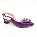 Elegant Italian Women's Rhinstone Pumps Heels Shoes and Bag Set To Match for