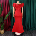 Elegant Women Long Evening Dresses Ruched Off Shoulder Slim Bodycon Mermiad