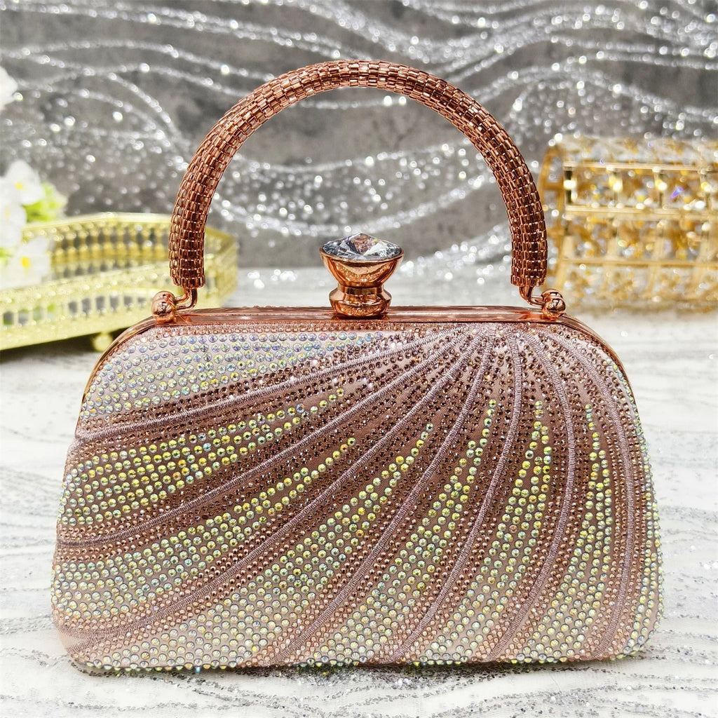 Women's Italian Diamond Studded Shoes and Bag Matching Set