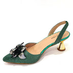 FASHION SHOE Sandals Women 2022 High Heels sexy Green Color Rhinestone Flowers