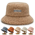 Women Girls Faux Fur Bucket Hat Plush Warm Fisherman Hat Outdoor Windproof