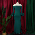 Elegant Sexy Side Slit Long Dress For Women Independent Stand Trade Clothing