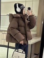 Short Parkas Women Streetwear Cropped Down Coat Korean Sweet Puffer Jacket