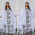 African Dresses For Women Bazin Rich Embroidery Design Floor Length With Scarf