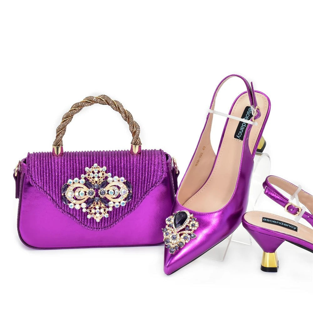 New Fashion Women Shoes and Bags To Match Set Nigeria Party Italian Shoe and