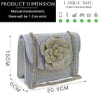 Women's Pointed-Toe Large Flower Decoration Rhinestone Low Heel Italian Shoes