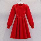 Women's Solid Color Casual Knit Sweater Pullover Autumn Winter Dress