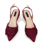 Women's Pointed-Toe Large Flower Decoration Rhinestone Low Heel Italian Shoes