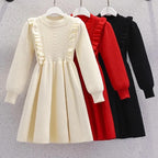 Women's Solid Color Casual Knit Sweater Pullover Autumn Winter Dress