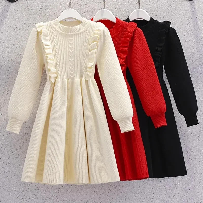 Women's Solid Color Casual Knit Sweater Pullover Autumn Winter Dress