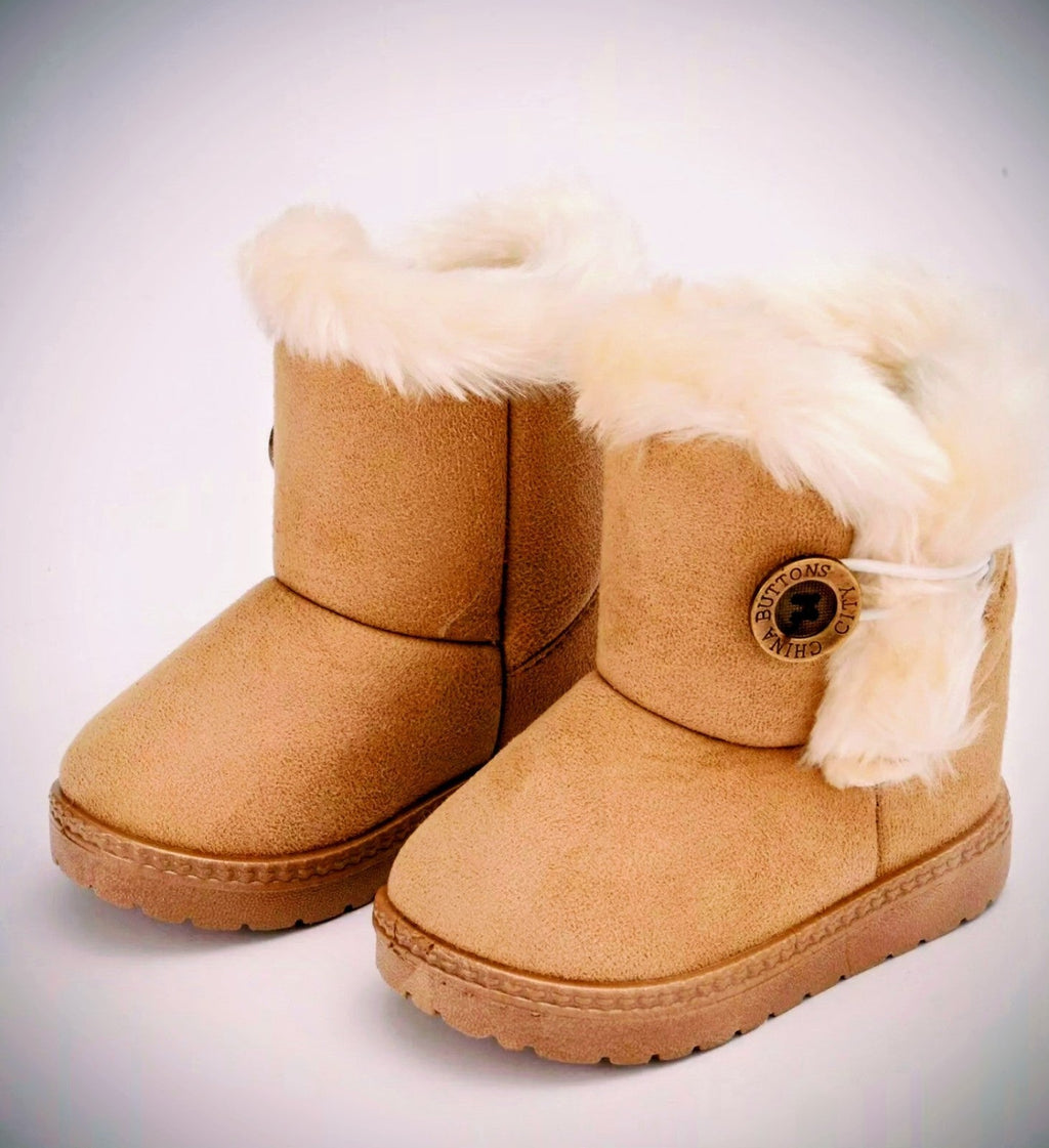 Kids Winter Warm Ankle Snow Boots Boys Girls Pull On Fur Lined Toddlers Shoes