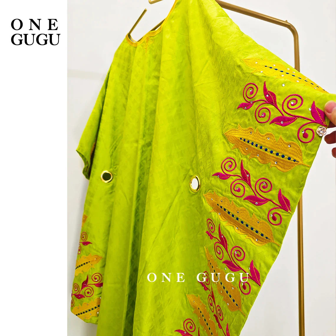 African Original Bazin Riche Boubou With Embroidery And Stones Mix Size