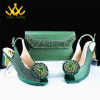 2025 Special New Arrivals Italian Women Shoes and Bag to Match in Green Color