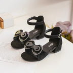 Girls' Sandals Summer New High Heel Soft-soled Princess Shoes Fashion Bow Roman